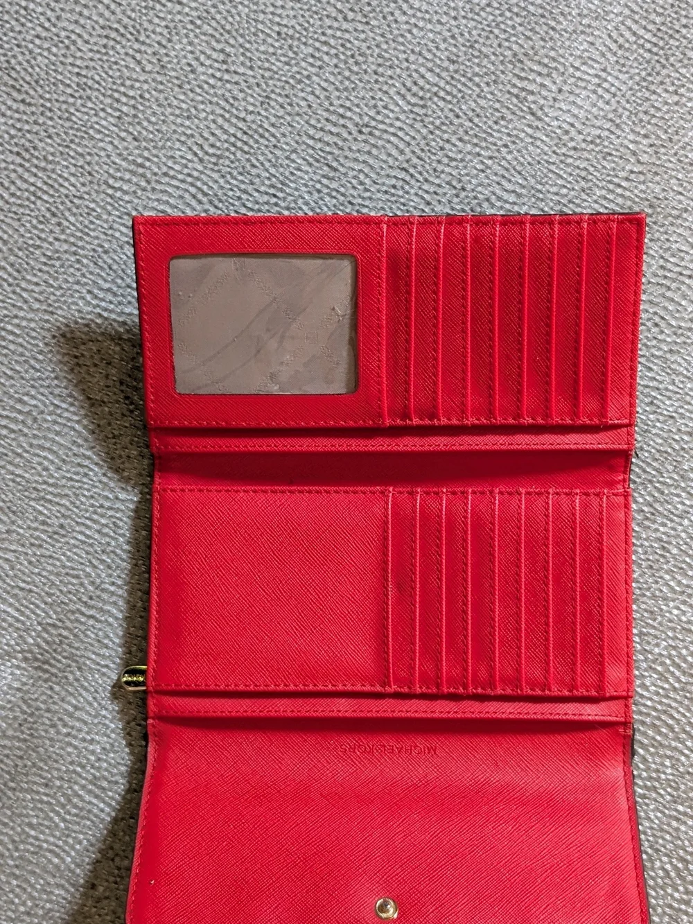 Michael Kors Brown Logo Continental Card Holder with Gold-Tone Hardware